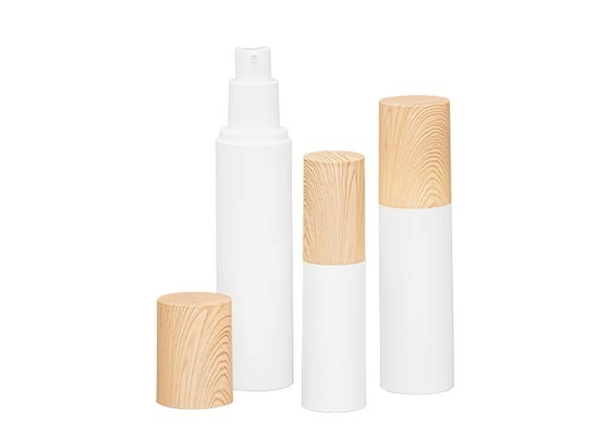 Wood Grain Over Cap PP Airless Pump Bottles 15ml 30ml 50ml