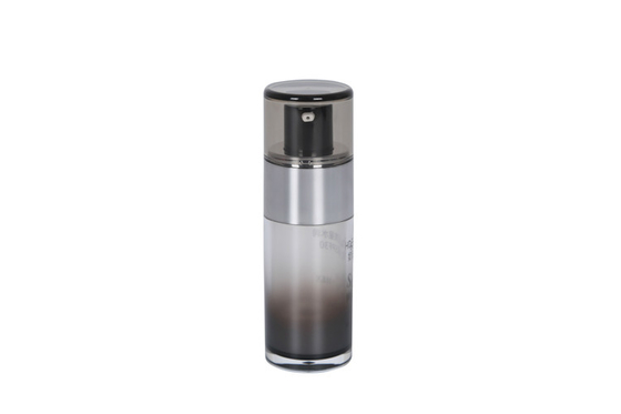 Double Wall Acrylic Airless Makeup Foundation Bottle Cylinder Black