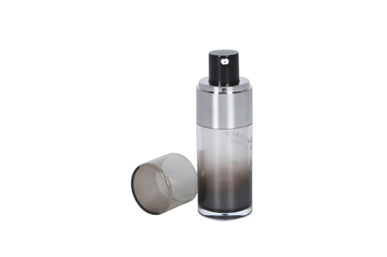 Double Wall Acrylic Airless Makeup Foundation Bottle Cylinder Black